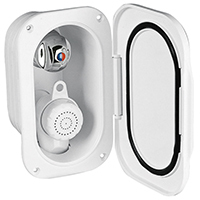 Caja con ducha y mezclador en color blanco - 5m manguera -