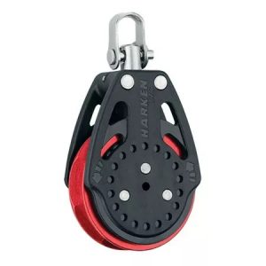 Motón 57mm Harken Ratchamatic giratorio con roldana roja