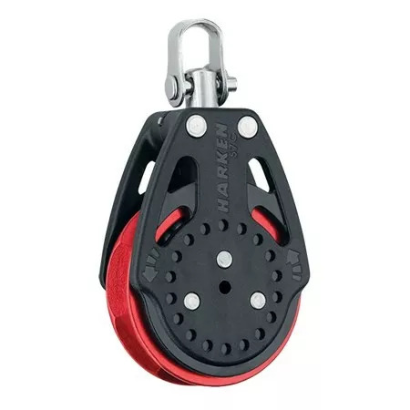 Motón 57mm Harken Ratchamatic giratorio con roldana roja